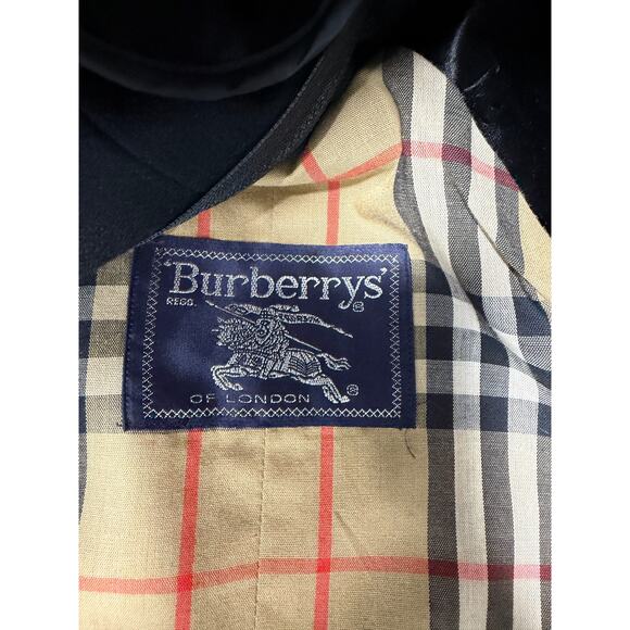 Vintage Burberrys Wool Trench Coat NovaCheck Liner Black Size 6 Long - Picture 11 of 16